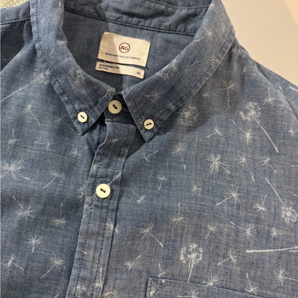 AG Adriano Goldschmied Button Up Blue Dandelion Short Sleeve Shirt Men’s Size XL - Picture 6 of 10